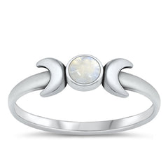 Sterling Silver Oxidized Moon Stone Ring