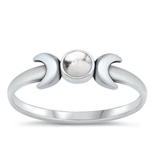 Load image into Gallery viewer, Sterling Silver Oxidized White Buffalo Turquoise Ring-5mm