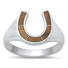 Load image into Gallery viewer, Sterling Silver Horseshoe Tiger Eye Stone Ring