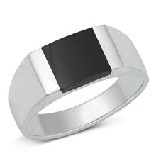 Load image into Gallery viewer, Sterling Silver Black Agate Square Block Ring