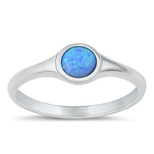 Load image into Gallery viewer, Sterling Silver Round Blue Lab Opal Ring