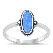 Load image into Gallery viewer, Sterling Silver Blue Lab Opal 11.9mm Oval Ring