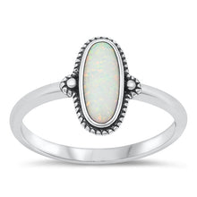 Load image into Gallery viewer, Sterling Silver White Lab Opal 11.9mm Oval Ring