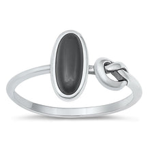 Load image into Gallery viewer, Sterling Silver Oxidized Knot Black Agate Stone Ring
