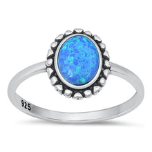 Load image into Gallery viewer, Sterling Silver Oxidized Blue Lab Opal Ring-11.5mm