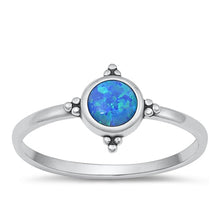 Load image into Gallery viewer, Sterling Silver Oxidized Blue Lab Opal Ring-9.5mm