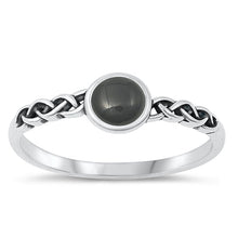 Load image into Gallery viewer, Sterling Silver Oxidized Black Agate Ring-5.8mm