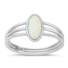 Load image into Gallery viewer, Sterling Silver Rhodium Plated White Lab Opal Ring-10.9mm