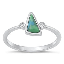 Load image into Gallery viewer, Sterling Silver Rhodium Plated Genuine Turquoise Stone Ring-9.1mm
