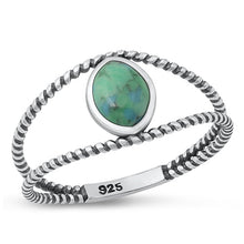 Load image into Gallery viewer, Sterling Silver Oxidized Genuine Turquoise Stone Ring-9.9mm
