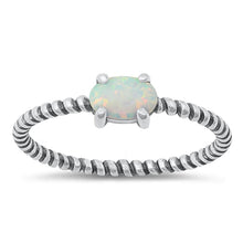 Load image into Gallery viewer, Sterling Silver Oxidized White Lab Opal Ring-4.3mm