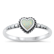 Load image into Gallery viewer, Sterling Silver Oxidized White Lab Opal and Ring-7.7mm
