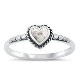 Sterling Silver Oxidized White Buffalo Turquoise Ring-7.2mm