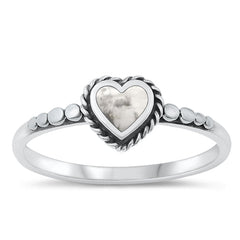 Sterling Silver Oxidized White Buffalo Turquoise Ring-7.2mm