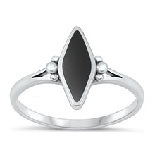 Load image into Gallery viewer, Sterling Silver Oxidized 12.8mm Diamond Black Agate Stone Ring