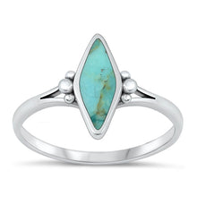 Load image into Gallery viewer, Sterling Silver Oxidized 12.8mm Diamond Genuine Turquoise Stone Ring