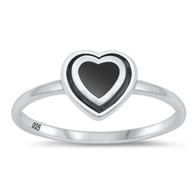Load image into Gallery viewer, Sterling Silver Oxidized Heart Black Agate Ring-8mm