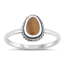 Load image into Gallery viewer, Sterling Silver Oxidized Tiger Eye Ring-9mm
