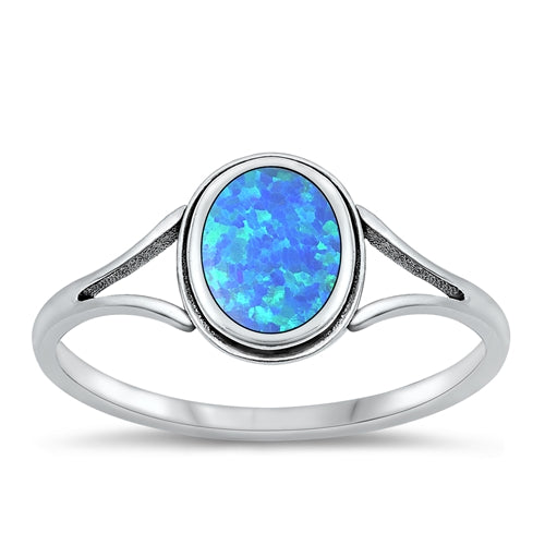 Sterling Silver Oxidized Blue Lab Opal Ring-10mm