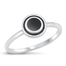 Load image into Gallery viewer, Sterling Silver Oxidized Black Agate Ring-8mm