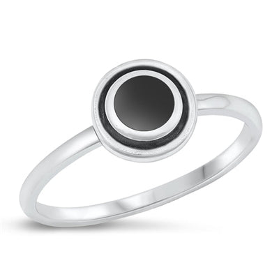 Sterling Silver Oxidized Black Agate Ring-8mm