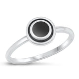 Sterling Silver Oxidized Black Agate Ring-8mm