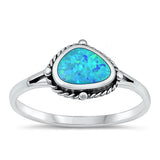 Sterling Silver Oxidized Blue Lab Opal Ring-9mm