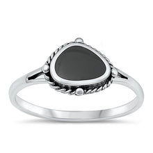 Load image into Gallery viewer, Sterling Silver Oxidized Black Agate Ring-9mm