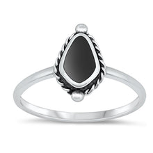 Load image into Gallery viewer, Sterling Silver Oxidized Black Agate Ring-12.2mm
