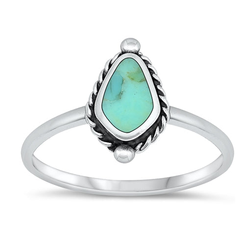 Sterling Silver Oxidized Turquoise Ring-12.2mm