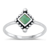 Sterling Silver Oxidized Turquoise Ring-11.8mm