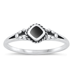 Sterling Silver Oxidized Genuine Black Agate Ring
