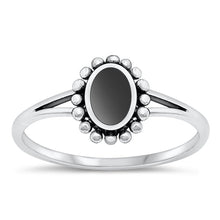 Load image into Gallery viewer, Sterling Silver Oxidized Black Agate Ring-9.8mm