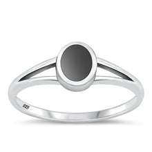 Load image into Gallery viewer, Sterling Silver Oxidized Black Agate Ring-6.8mm