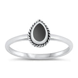 Sterling Silver Oxidized Black Agate Ring-8.8mm