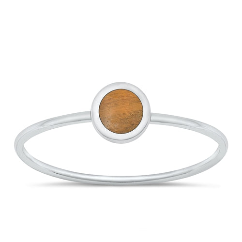 Sterling Silver Polished Tiger Eye Round Ring