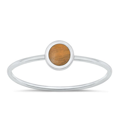 Sterling Silver Polished Tiger Eye Round Ring