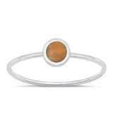 Sterling Silver Polished Tiger Eye Round Ring