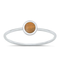 Sterling Silver Polished Tiger Eye Round Ring