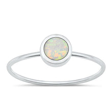 Load image into Gallery viewer, Sterling Silver Polished 7mm Round White Lab Opal Ring