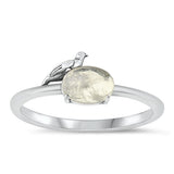 Sterling Silver Oxidized Bird Moonstone Ring