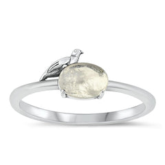 Sterling Silver Oxidized Bird Moonstone Ring