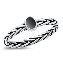 Load image into Gallery viewer, Sterling Silver Oxidized Genuine Black Agate Ring-5.5mm
