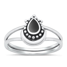 Load image into Gallery viewer, Sterling Silver Oxidized Genuine Black Agate Ring-13mm