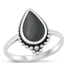 Load image into Gallery viewer, Sterling Silver Oxidized Black Agate Ring-18.2mm