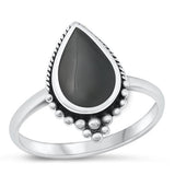 Sterling Silver Oxidized Black Agate Ring-18.2mm