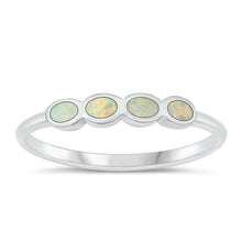 Load image into Gallery viewer, Sterling Silver Polished 3.2mm Three Circles White Lab Opal Ring