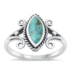 Sterling Silver Oxidized Genuine Turquoise Ring-14.5mm