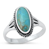 Sterling Silver Oxidized Genuine Turquoise Ring-16.5mm