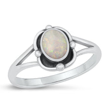 Load image into Gallery viewer, Sterling Silver Oxidized White Lab Opal Ring-11mm